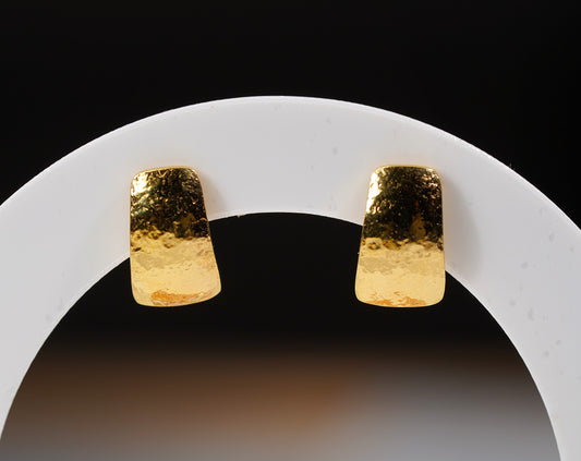 Gold Plated Hand Hammered Stud Earrings 925 Sterling Silver