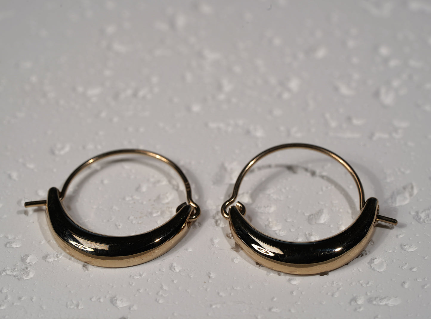 Gold plated on sterling silver hoop earring with moon feature
