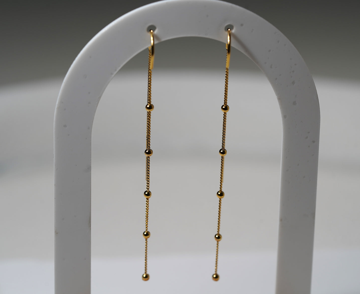 Gold Plated Long Drop Chain Earrings with Adornments