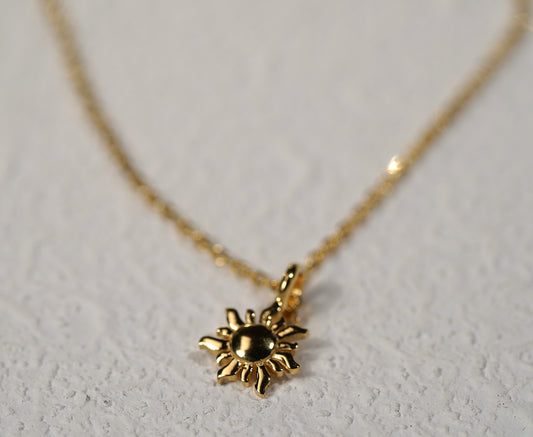 Gold Plated Sterling Silver Necklace with Sun Pendant