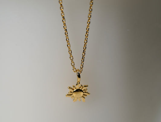 Gold Plated Sterling Silver Necklace with Sun Pendant