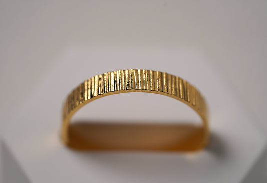 Gold Plated Sterling Silver Band Ring with Brush Finish