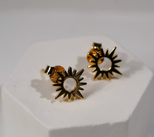 Gold Plated Sun Stud Earrings