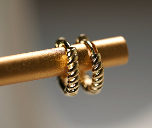 Gold Plated Twisted Huggie Hoop Earrings