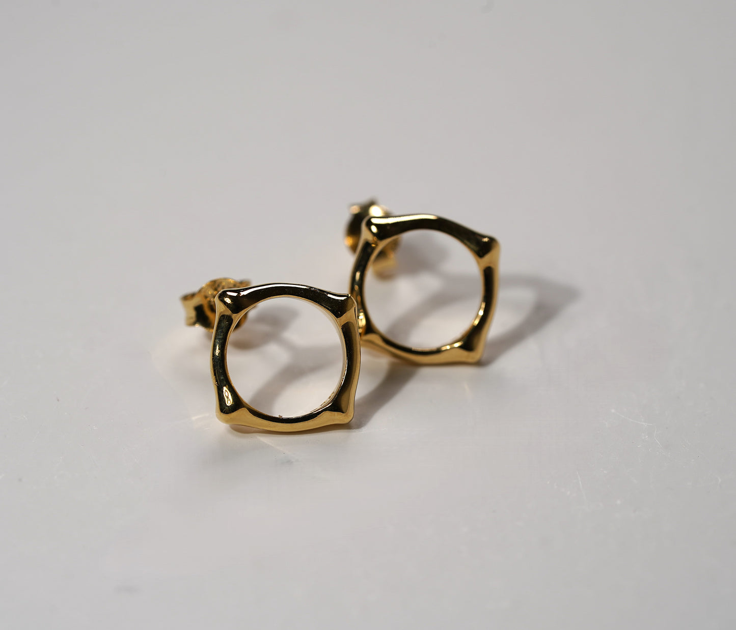 Gold plated 925 sterling silver bamboo inspired stud earrings
