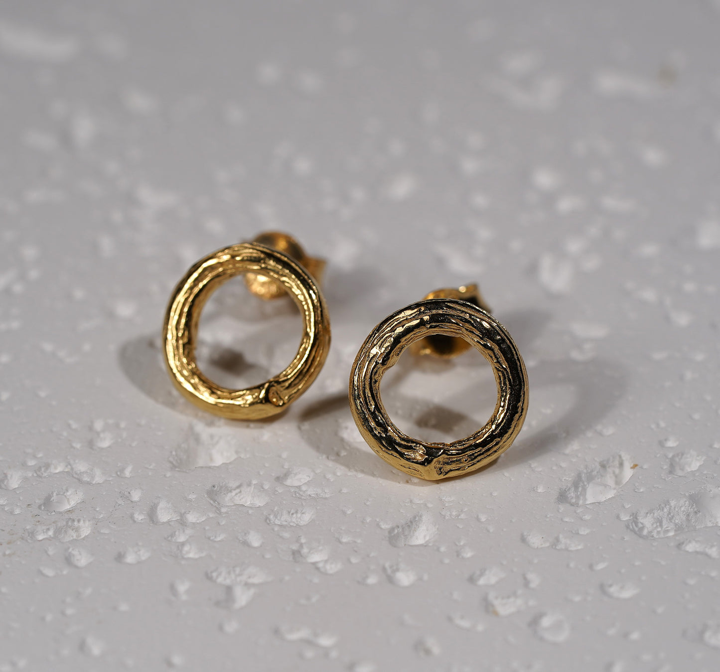 Gold Plated Sterling Silver Branch Stud Earrings flat lay