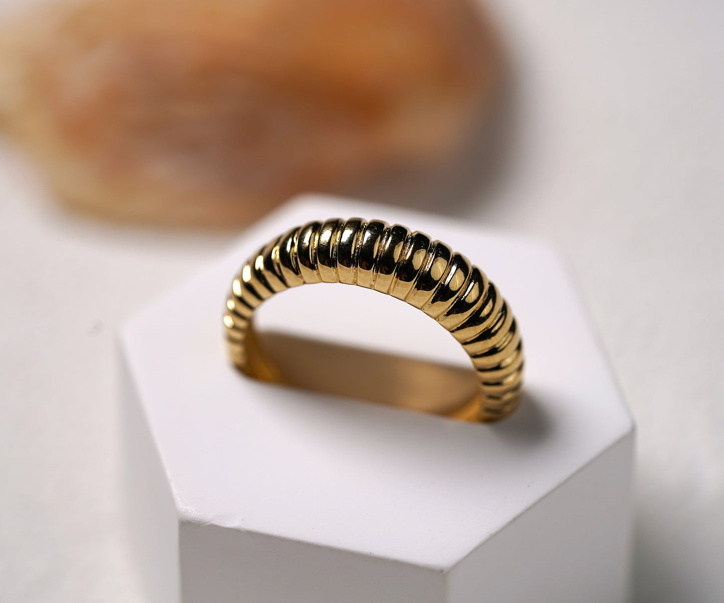 Gold Plated Sterling Silver Dome Line Ring