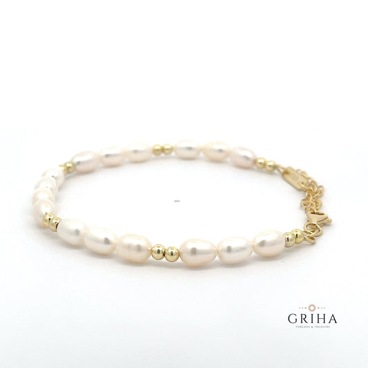 Gold plated fresh water pearl bracelet