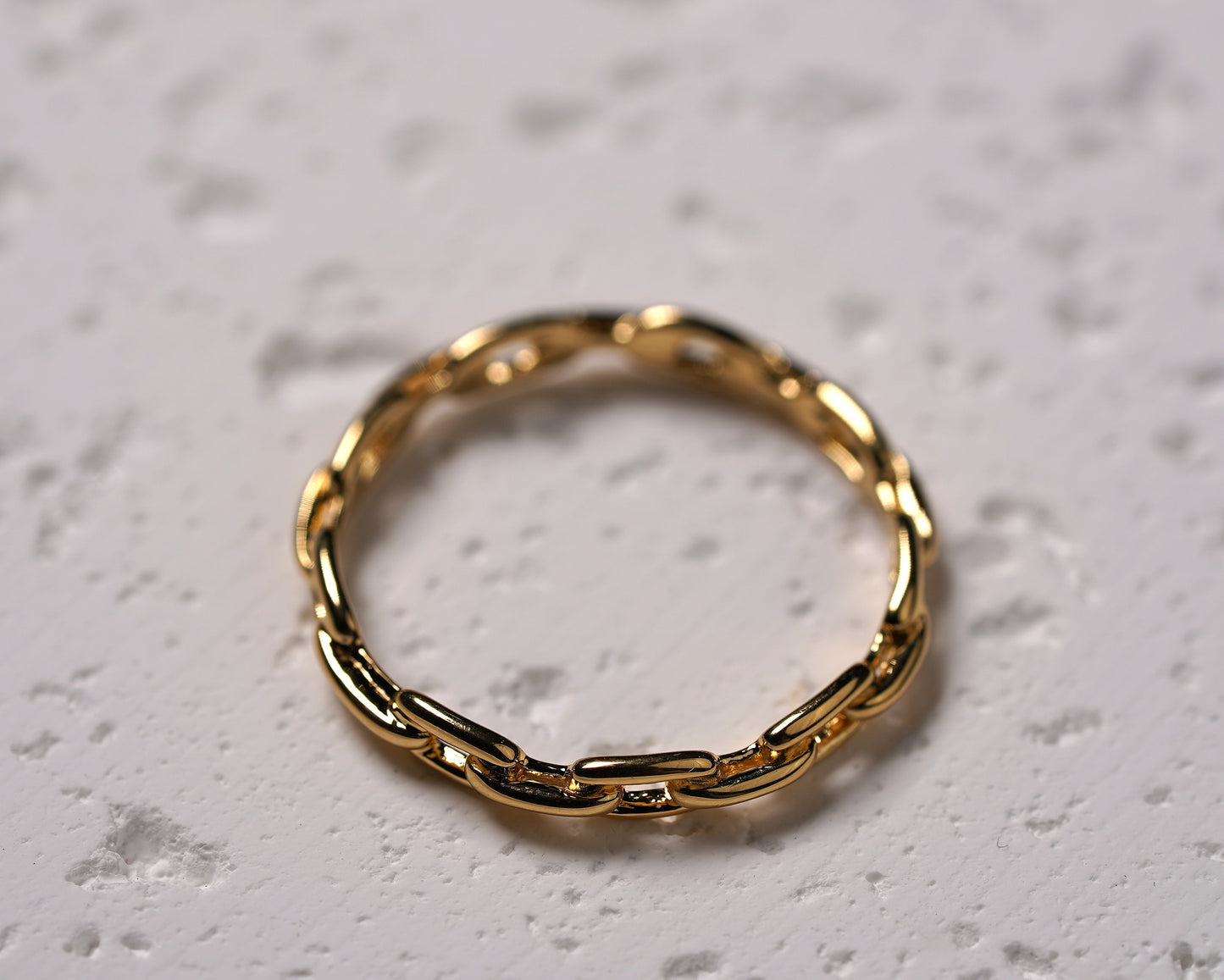 Gold Plated Sterling Silver Chain Ring - Griha Threads & Treasure