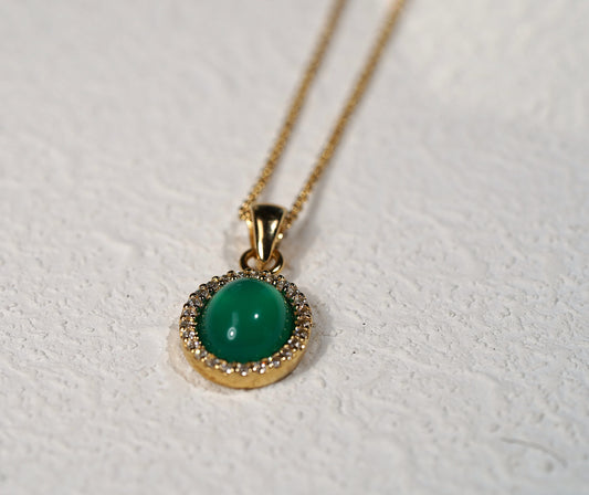 Green Agate Gold Plated Necklace
