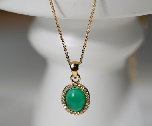 Green Agate Gold Plated Necklace