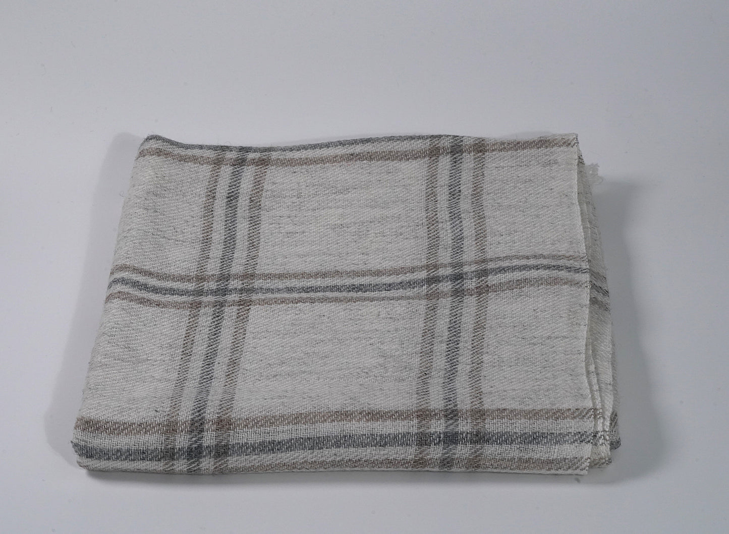 Grey Blue Brown Traditional Check Shawl