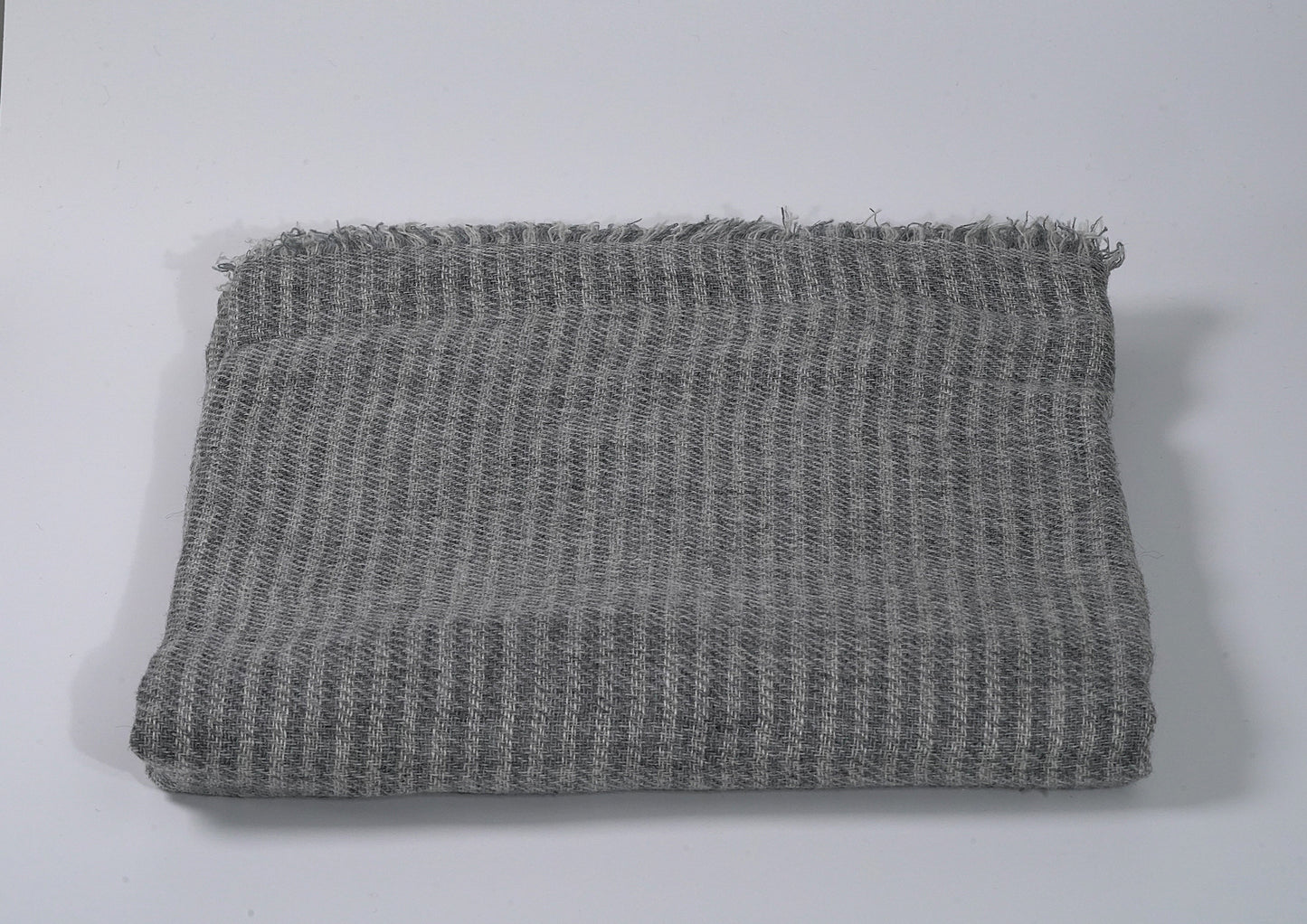 Grey and Blue Stripe Sheep Wool Shawl