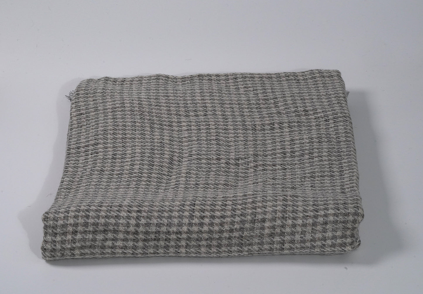 Grey and Fawn Houndstooth Sheep Wool Shawl