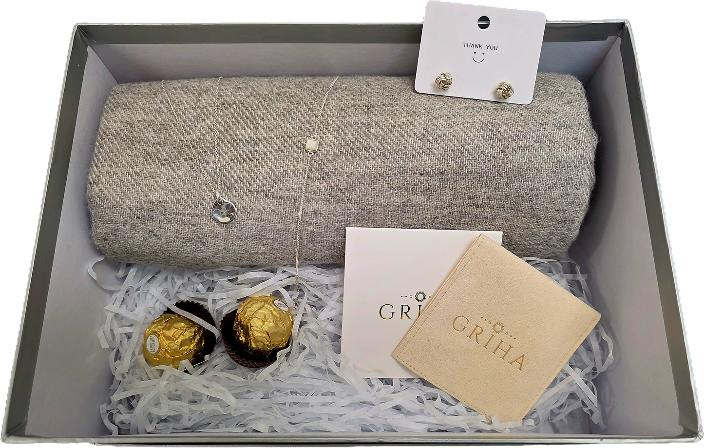 Griha Mothers Day Gift Box with Sterling Silver Jewellery and Pashmina