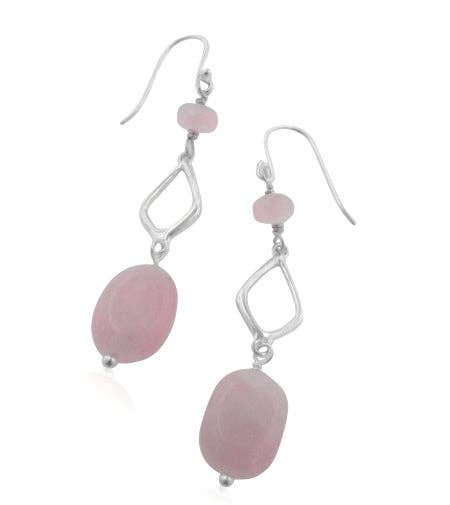 Handcrafted Pink Rose Quartz Sterling Silver Earrings