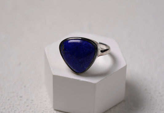 925 Sterling Silver Large Lapis Stone Ring