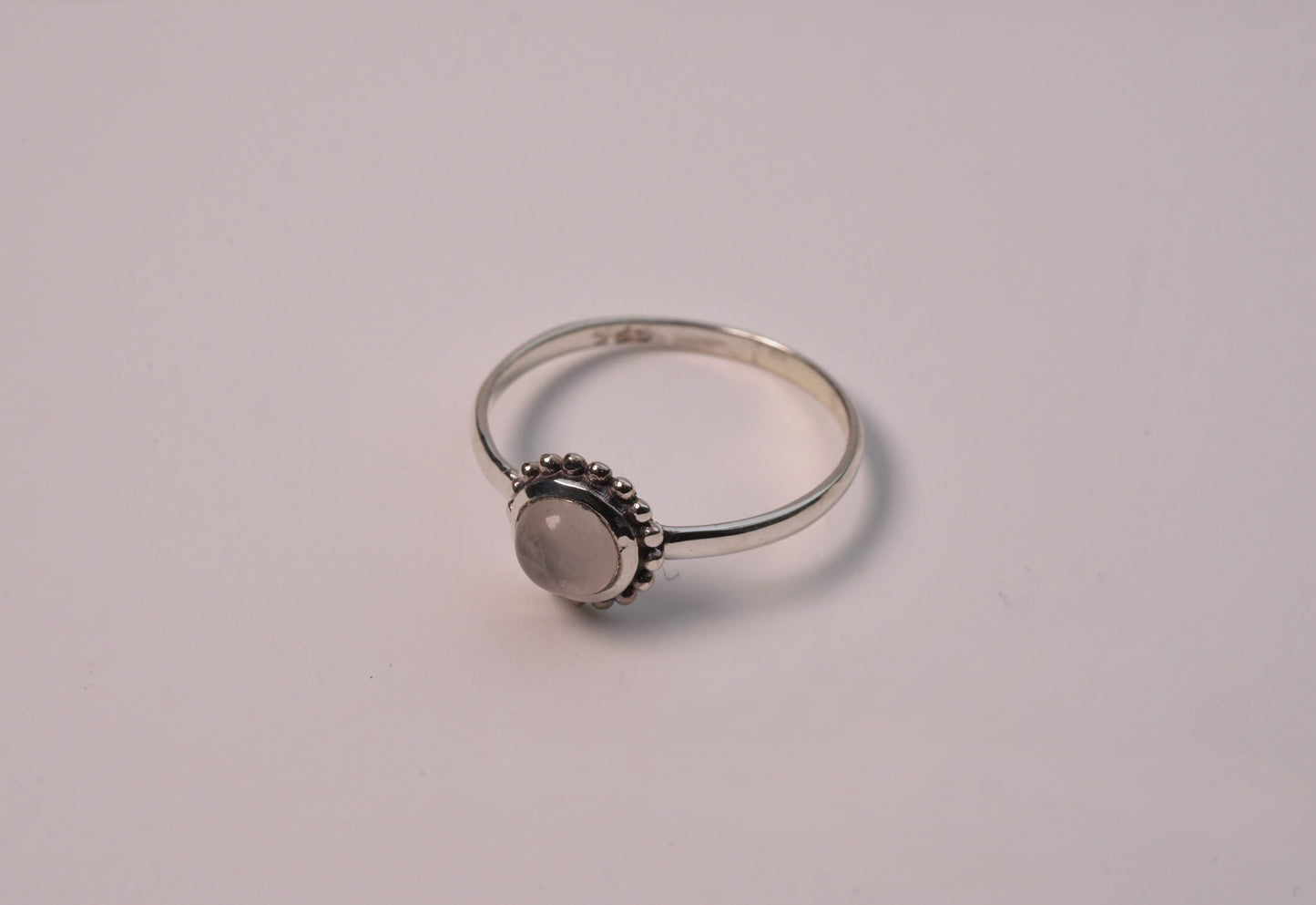 Luna Ring with Pink Moonstone in 925 Sterling Silver