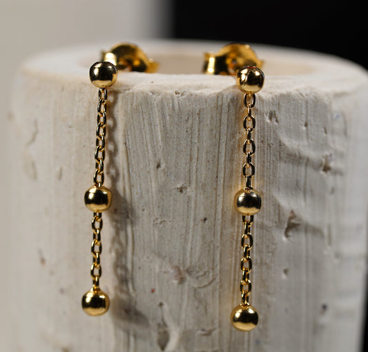 Gold Plated Petite Chain Drop Earring with Adornment