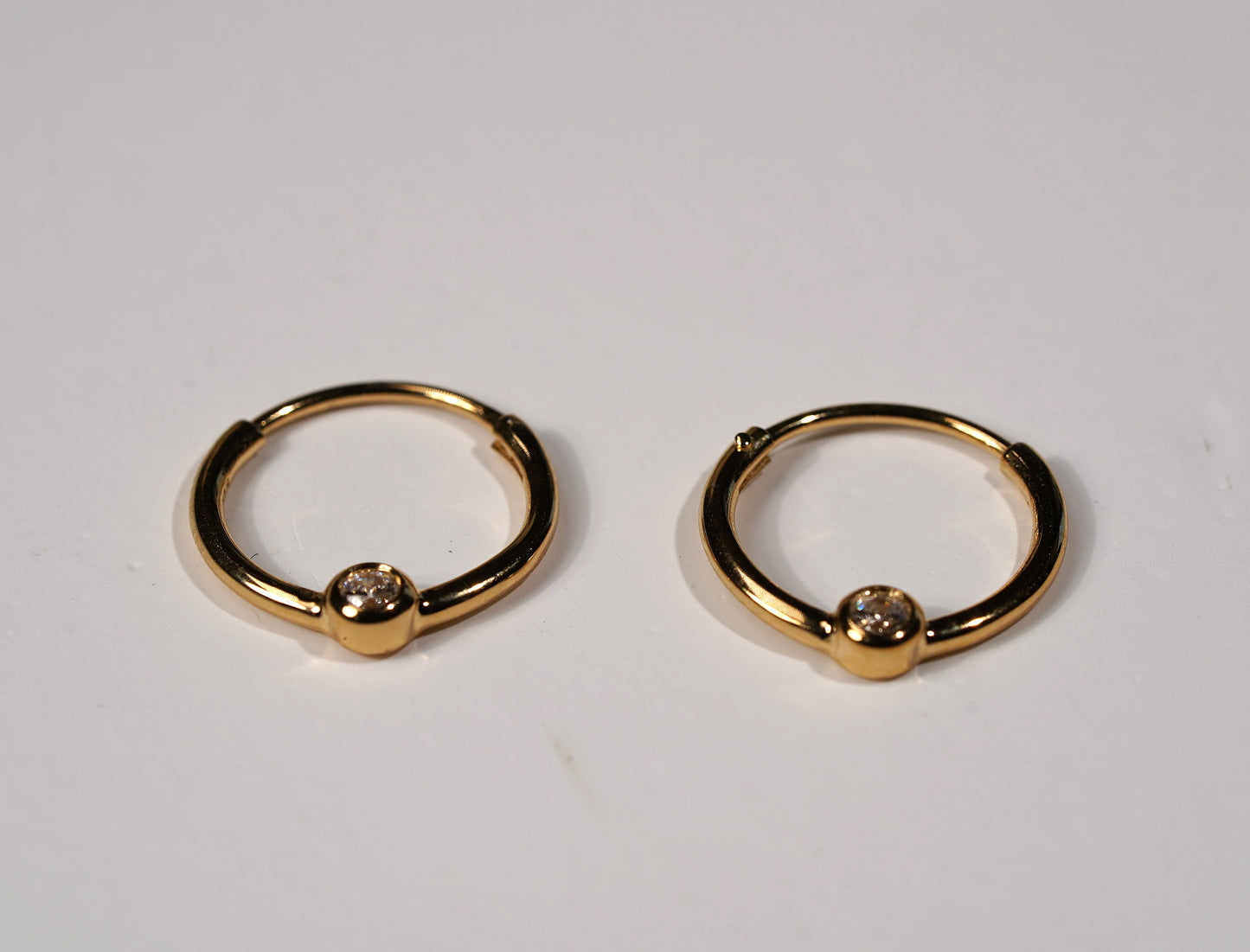 Gold Plated Petite Creole Hoop Earrings with Cubic Zirconia