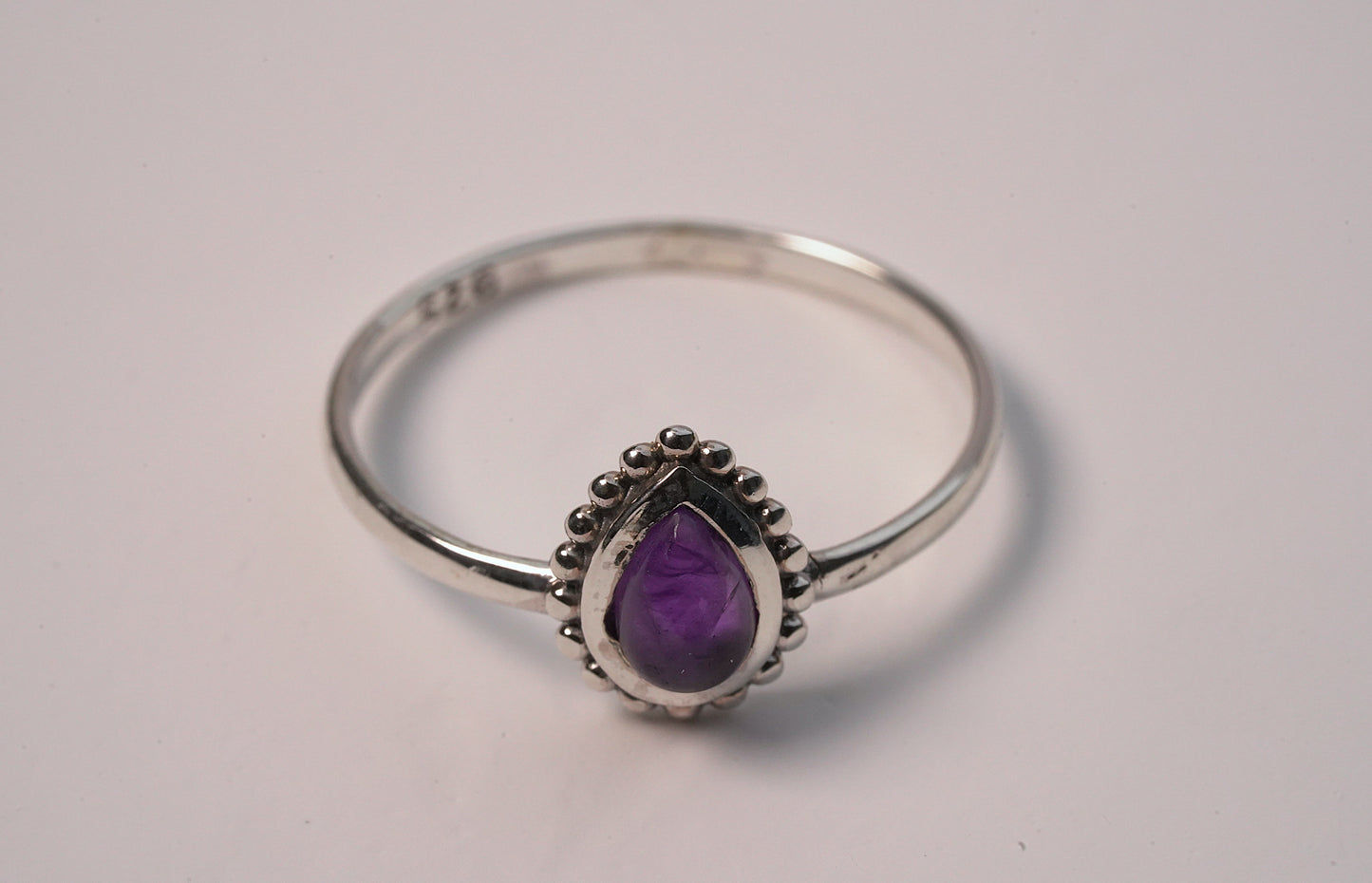 Minimalist Sterling Silver Petite Amethyst Ring