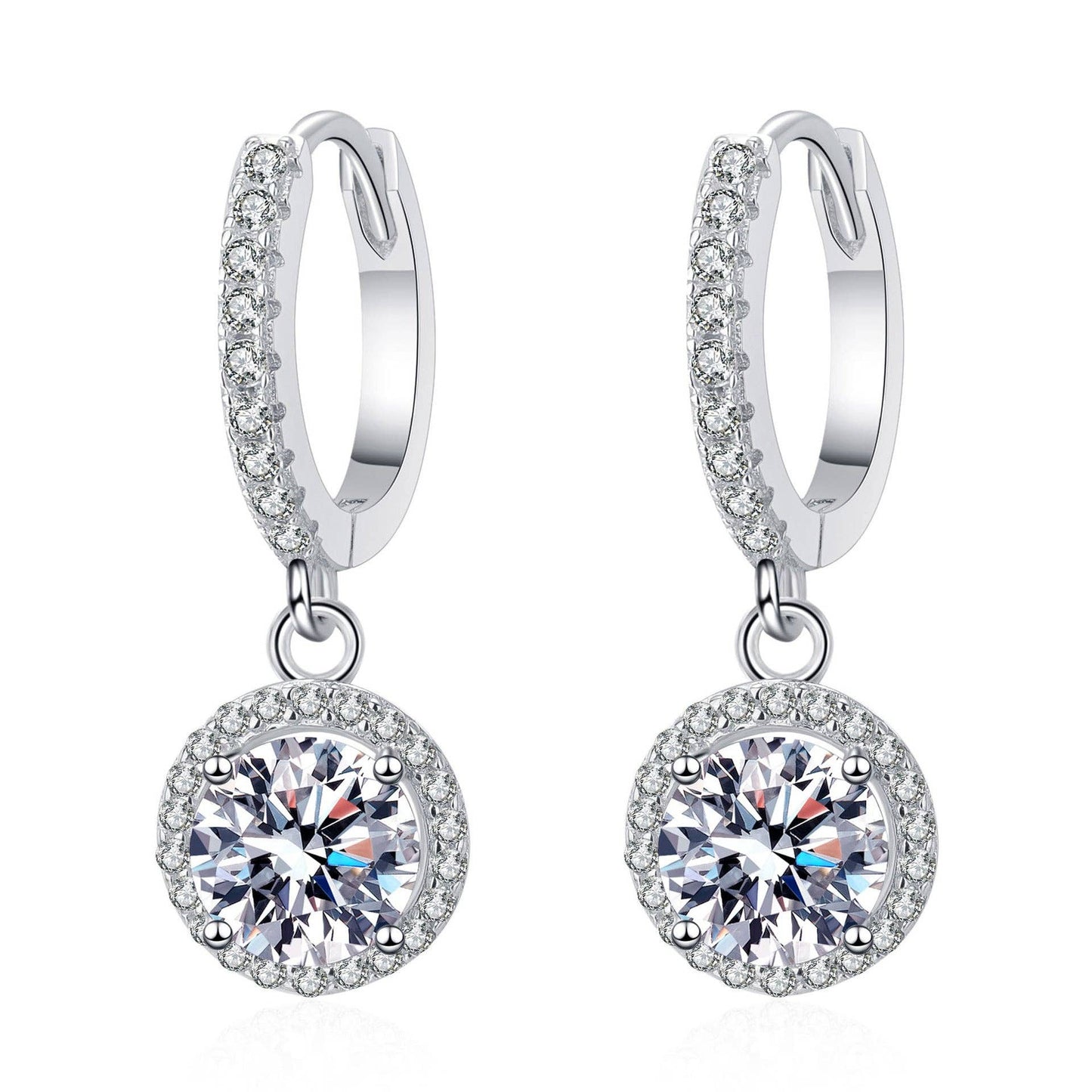 Moissanite Dangle Drop Earrings in Sterling Silver