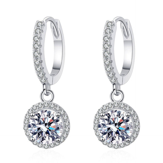Moissanite Dangle Drop Earrings in Sterling Silver