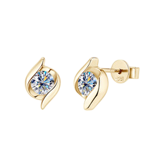 Moissanite Flick Stud Earrings Gold Plated Sterling Silver
