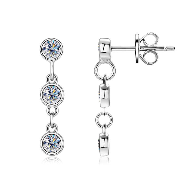 Moissanite bezel dangle drop earrings