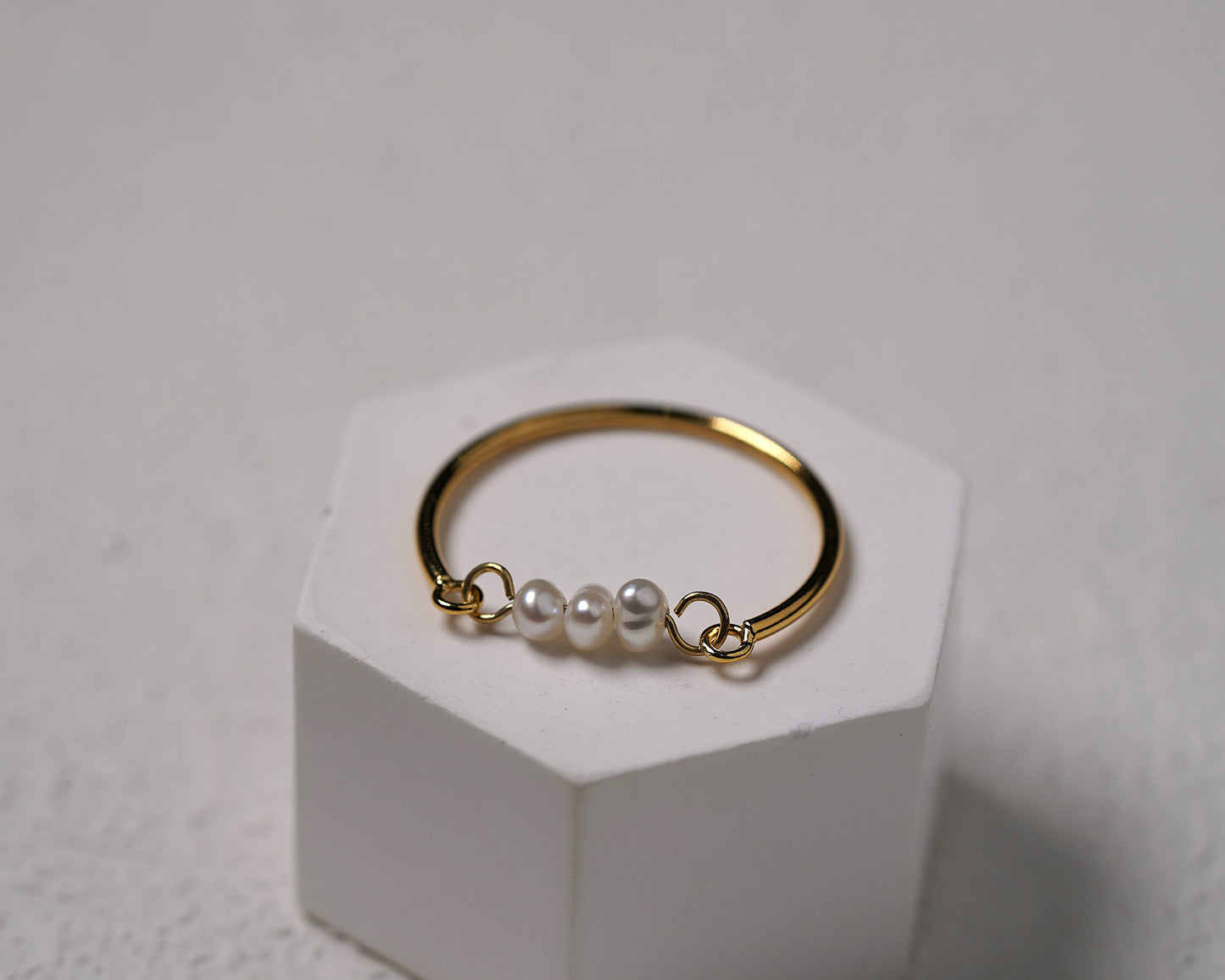 Gold Plated Sterling Silver Mother of Pearl Wire Ring