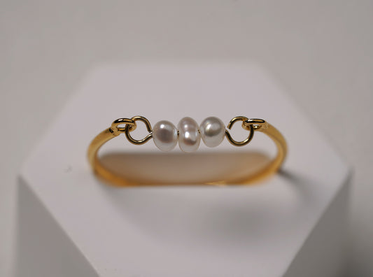 Gold Plated Sterling Silver Mother of Pearl Wire Ring