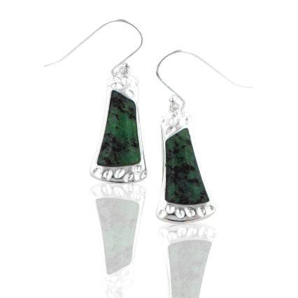 Natural Gemstone Ruby in Zoisite Sterling Silver Hook Earrings