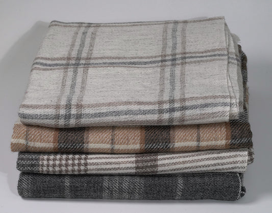 Organic Sheep Wool Shawl Stacked Together in Checkered Colourway