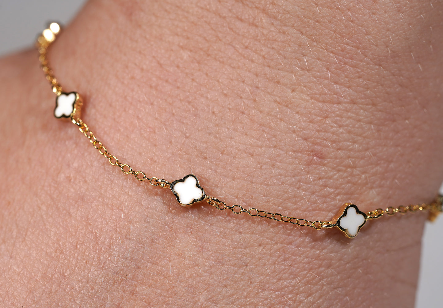 Gold Plated Sterling Silver Petite Clove Pearl Bracelet