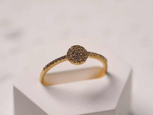 Gold Plated Sterling Silver Round Ring with Cubic Zirconia Stone