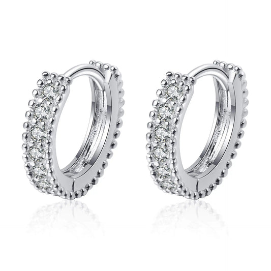 Huggy Hoop Earring Moissanite Sterling Silver Petite Design Stackable