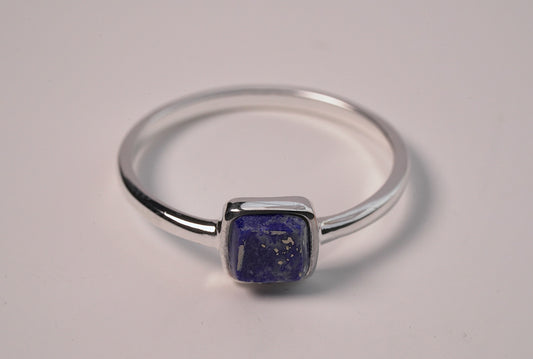 Petite Blue Lapis Ring in 925 Sterling Silver