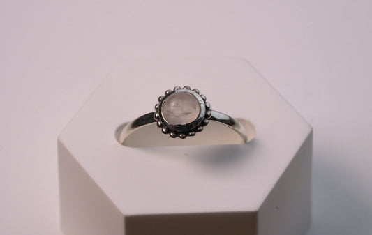 Petite Luna Ring with Light Pink Moonstone in 925 Sterling Silver