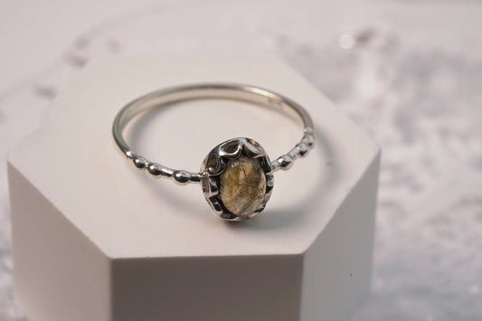 Petite Tiger Eye Gemstone Ring in Sterling Silver