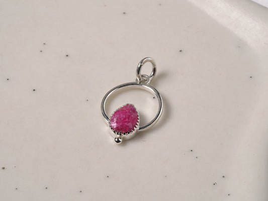 Red Onyx Circle Pendant in Sterling Silver