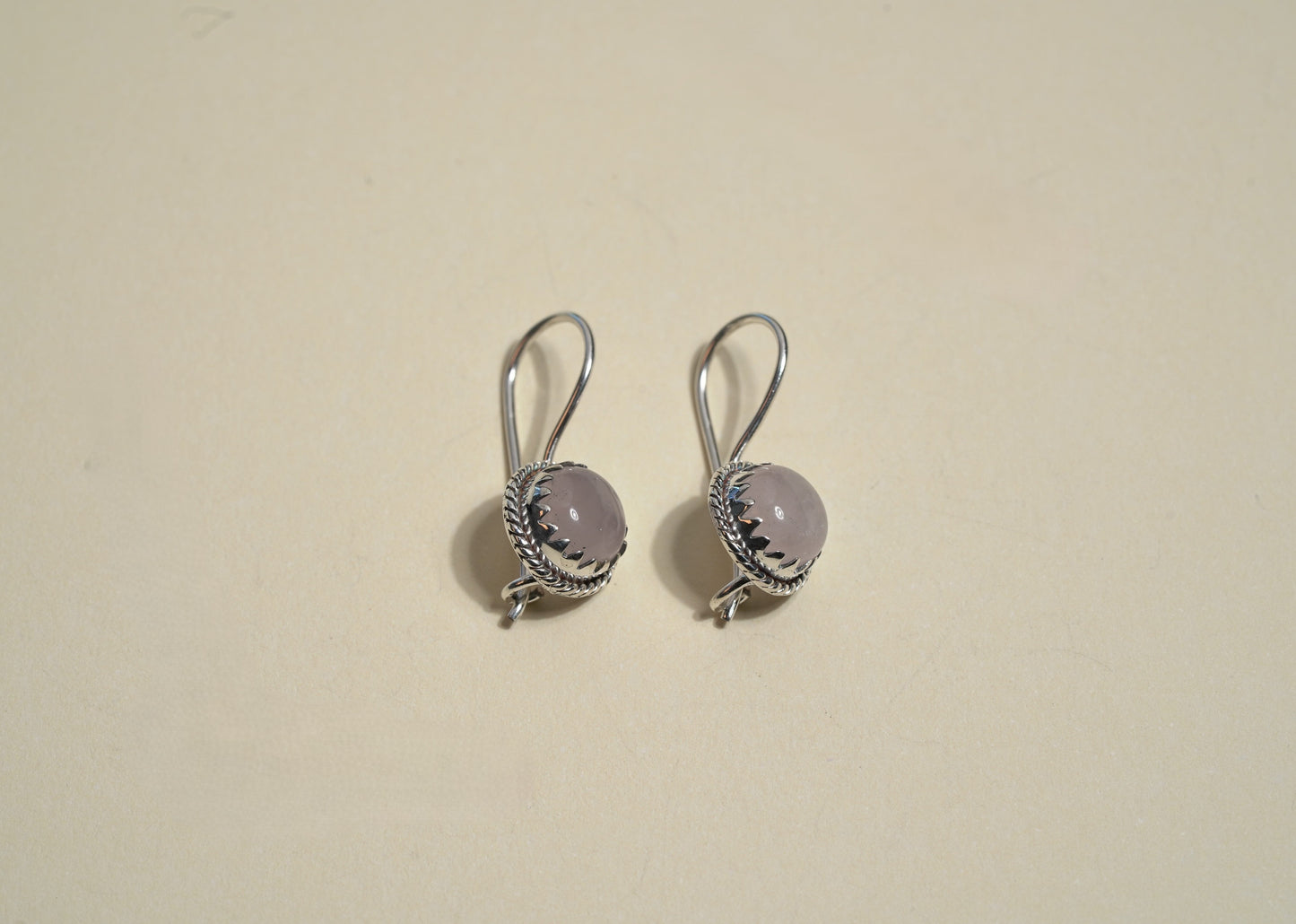 Rose Quartz Drop Earrings in Sterling Silver