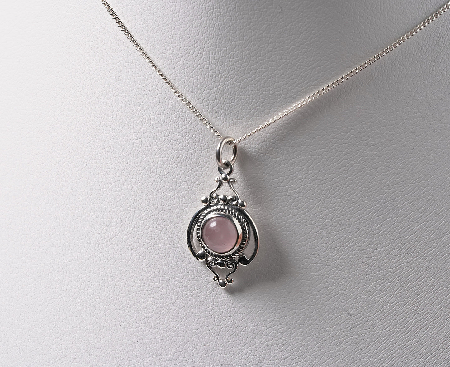 Rose Quartz Pendant in 925 Sterling Silver