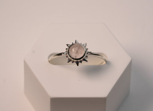 Rose Quartz Sun Ring in Sterling Silver