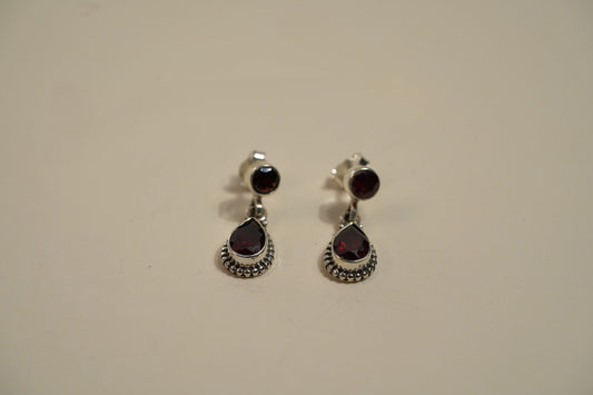 Ruby and 925 Sterling Silver Drop Earrings