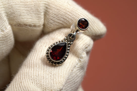 Ruby and Sterling Silver Drop Earrings