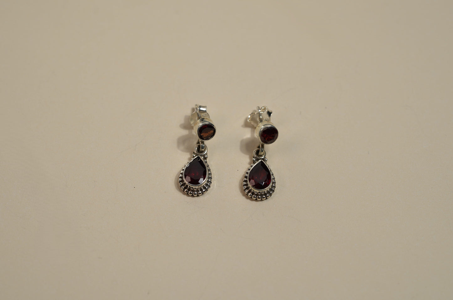 Ruby and Sterling Silver Earrings