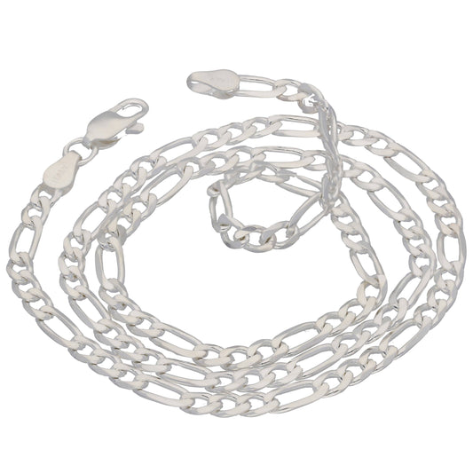 Silver Diamond-Cut Figaro Chain Necklace
