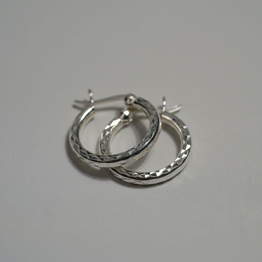 Small Textured Silver Hoop Earrings - Griha Threads & Treasure