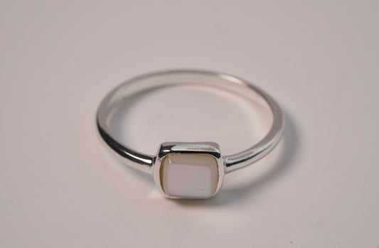 Square Pearl Ring in 925 Sterling Silver