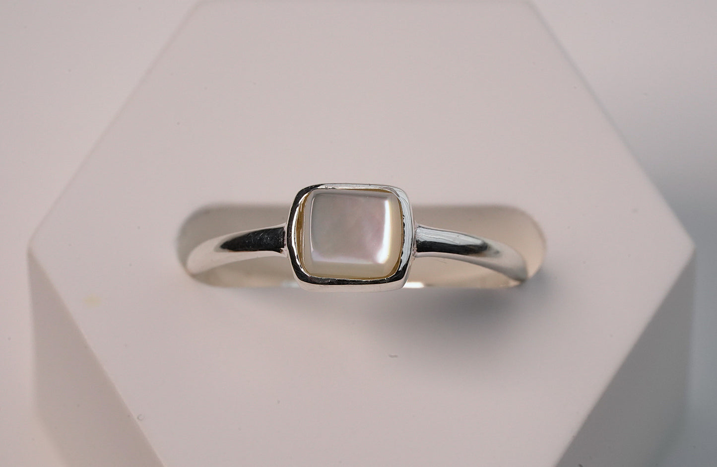 Square Pearl Ring in Sterling Silver